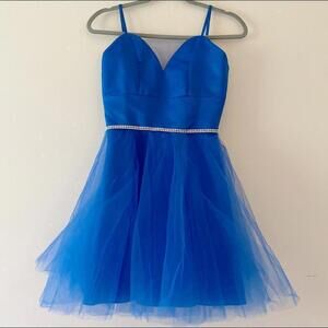 Mori lee Madeline gardener blue tulle fit and flare dress